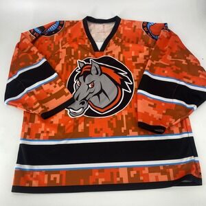 Men's Orange Digital Camo Horse Hockey Jersey Size 3XL
